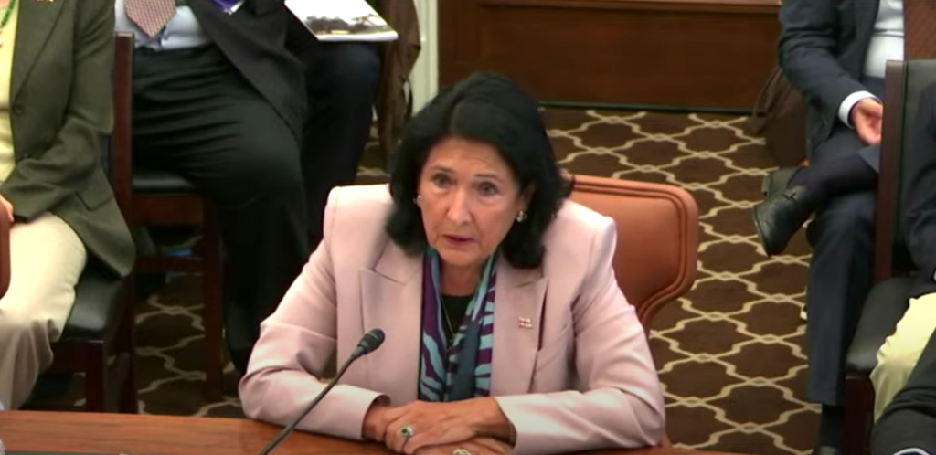 აქ წარმოვადგენ ადამიანებს, რომლებიც ციხეში სხედან - ზურაბიშვილის გამოსვლა ჰელსინკის კომისიაში